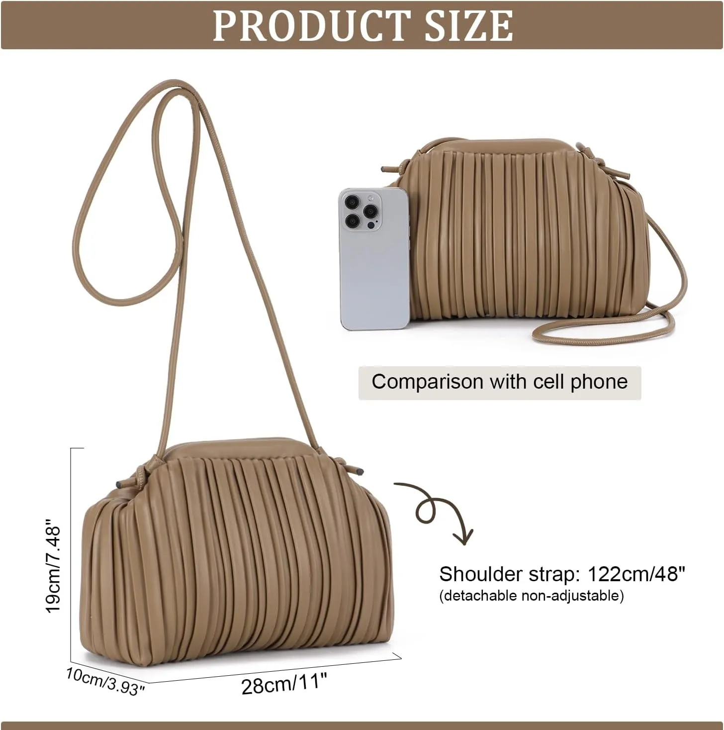 KUANG! Pu Leather Clutch Purse for Women Cloud Bag Formal Pleated Evening Clutch for Party