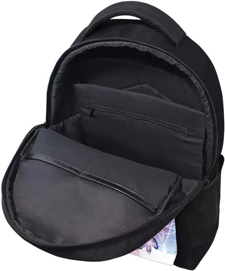 Kuizee Classic Backpack Schoolbag Adjustable Padded Shoulder Straps Daypack ﻿Sacred Geometry Watercolor Space Casual Bags Durable College Daily 16Inch