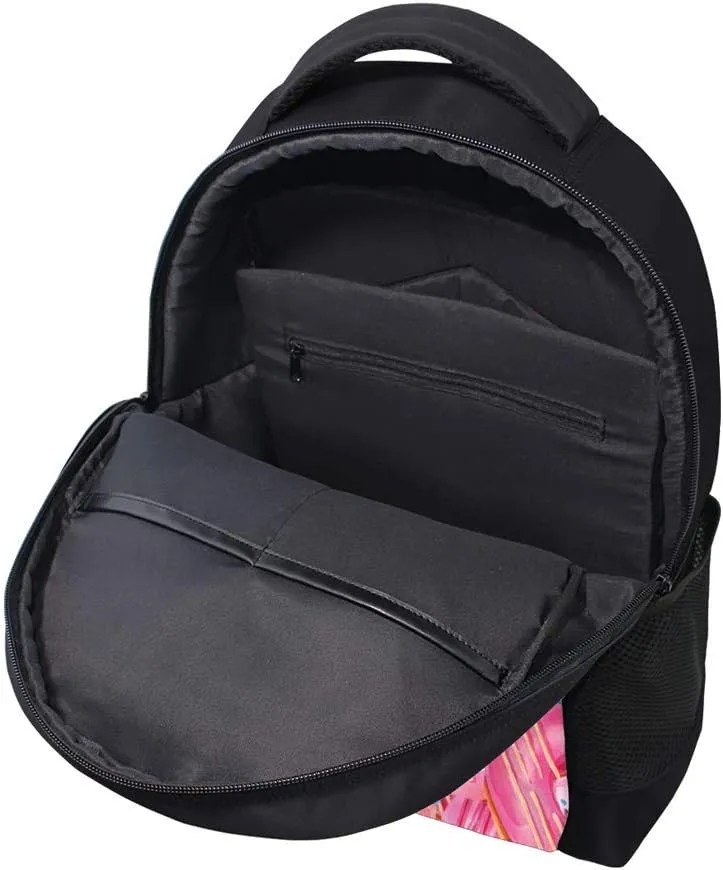 Kuizee Classic Backpack Schoolbag Adjustable Padded Shoulder Straps Daypack ﻿Watercolor Donuts Sweet Dessert Casual Bags Durable College Daily 16Inch