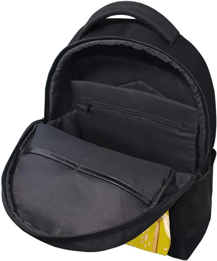 Kuizee Classic Backpack Schoolbag Adjustable Padded Shoulder Straps Daypack ﻿Watercolor Dragonflies Yellow Flowers Casual Bags Durable College Daily 16Inch