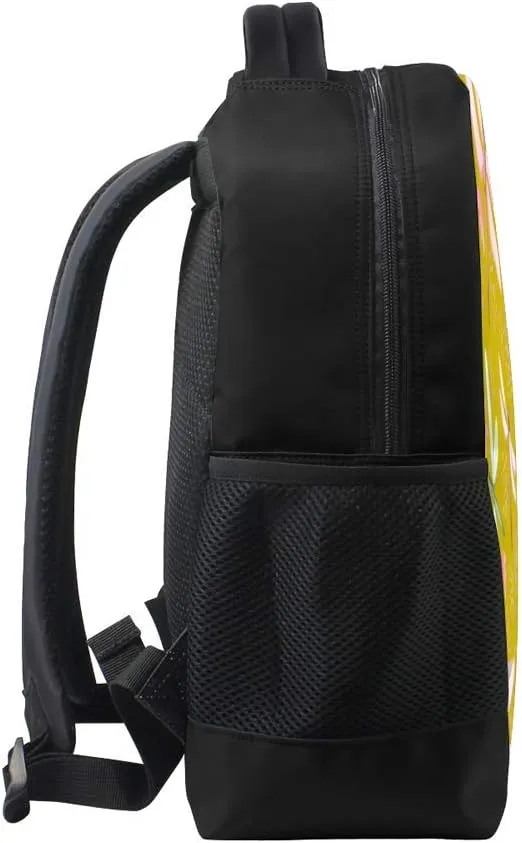 Kuizee Classic Backpack Schoolbag Adjustable Padded Shoulder Straps Daypack ﻿Watercolor Dragonflies Yellow Flowers Casual Bags Durable College Daily 16Inch