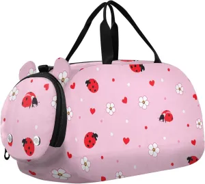 Ladybirds Hearts Flowers Duffel Bags for Boys Small Gym Bags for Teens Dance Bag for Girls