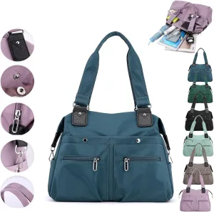 Langrents Nylon Tote Bag, Langrents Large Capacity Waterproof Multi Pocket Shoulder Bag, Crossbody Travel Messenger Bag