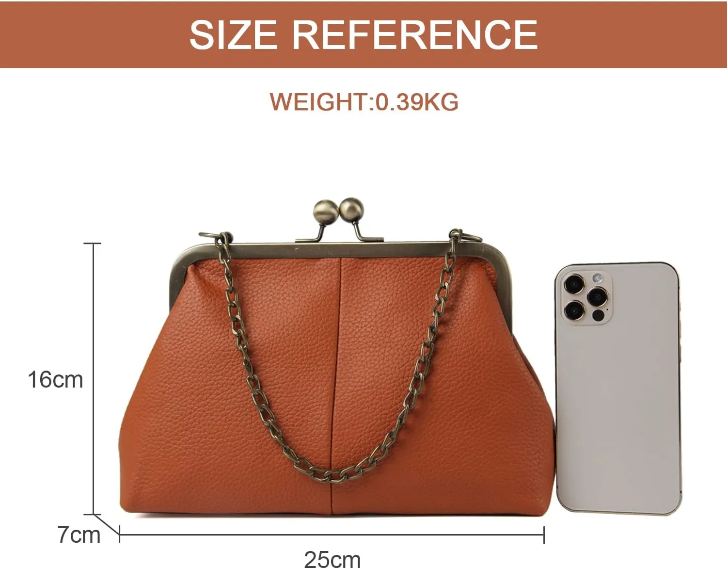 Lanpet Women Classical Kiss Lock Clutch with Chain Strap Shoulder Bag Purse Wallet