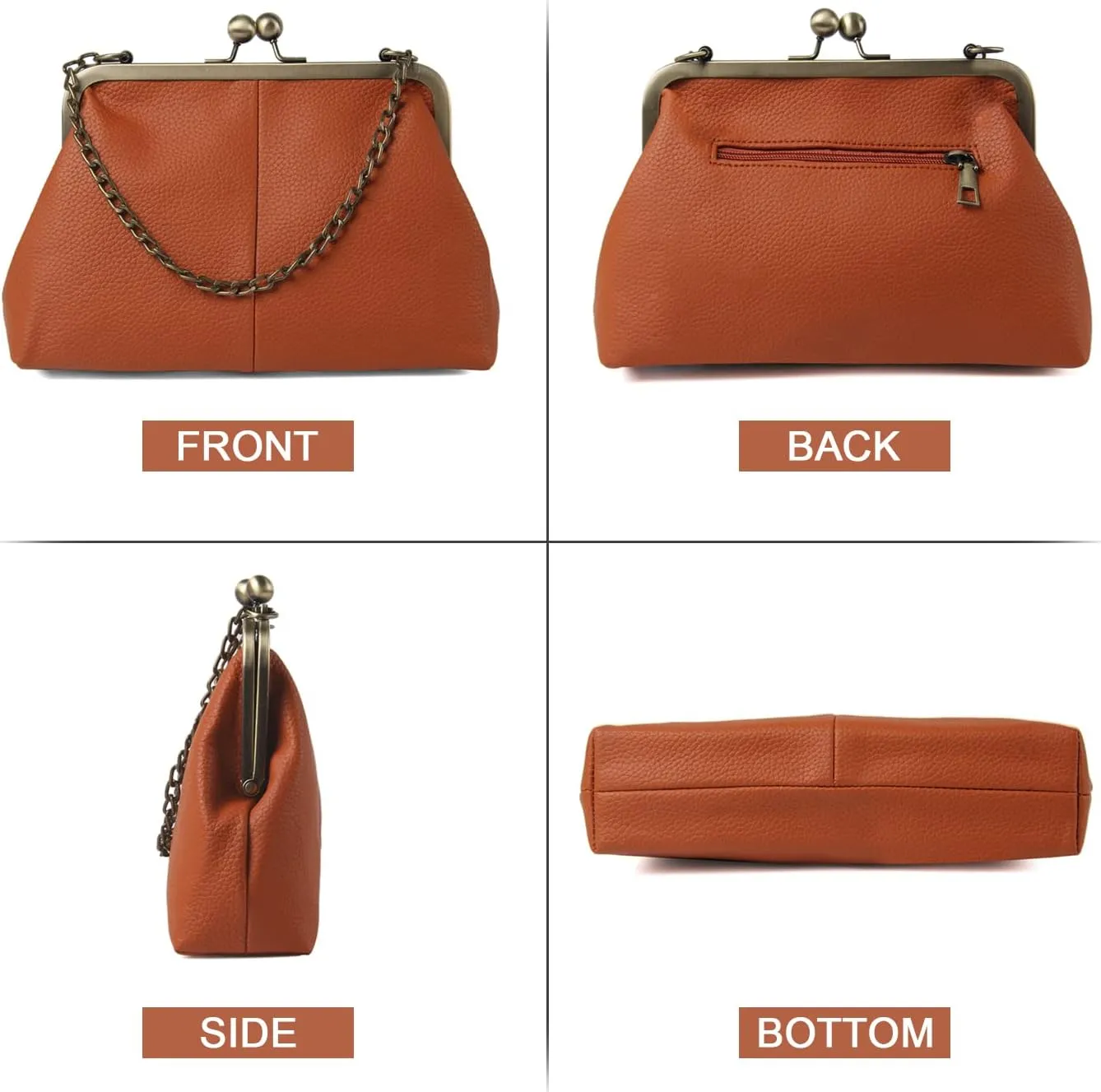 Lanpet Women Classical Kiss Lock Clutch with Chain Strap Shoulder Bag Purse Wallet