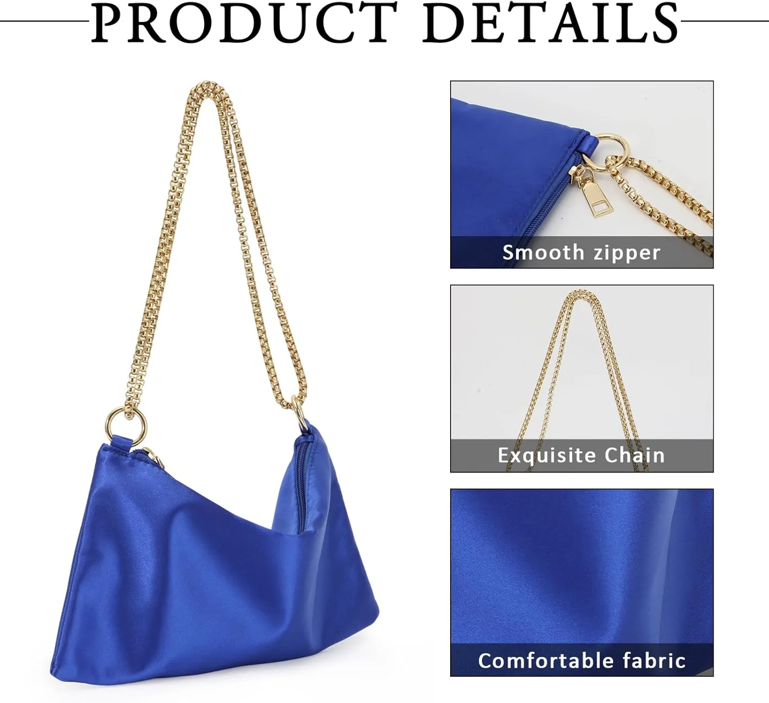 Lanpet Women's Satin Evening Bag Sparkly Clutch Purse Handbag Shoulder Bag for Party Prom Club Wedding