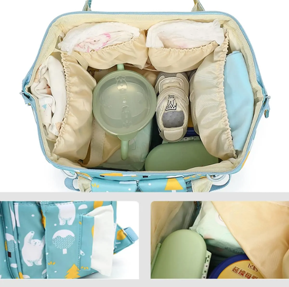 Large Capacity Baby Diaper Bag Backpack Waterproof Travel Nappy Diaper Bags Cute for Girls Boys (Swing Bear)