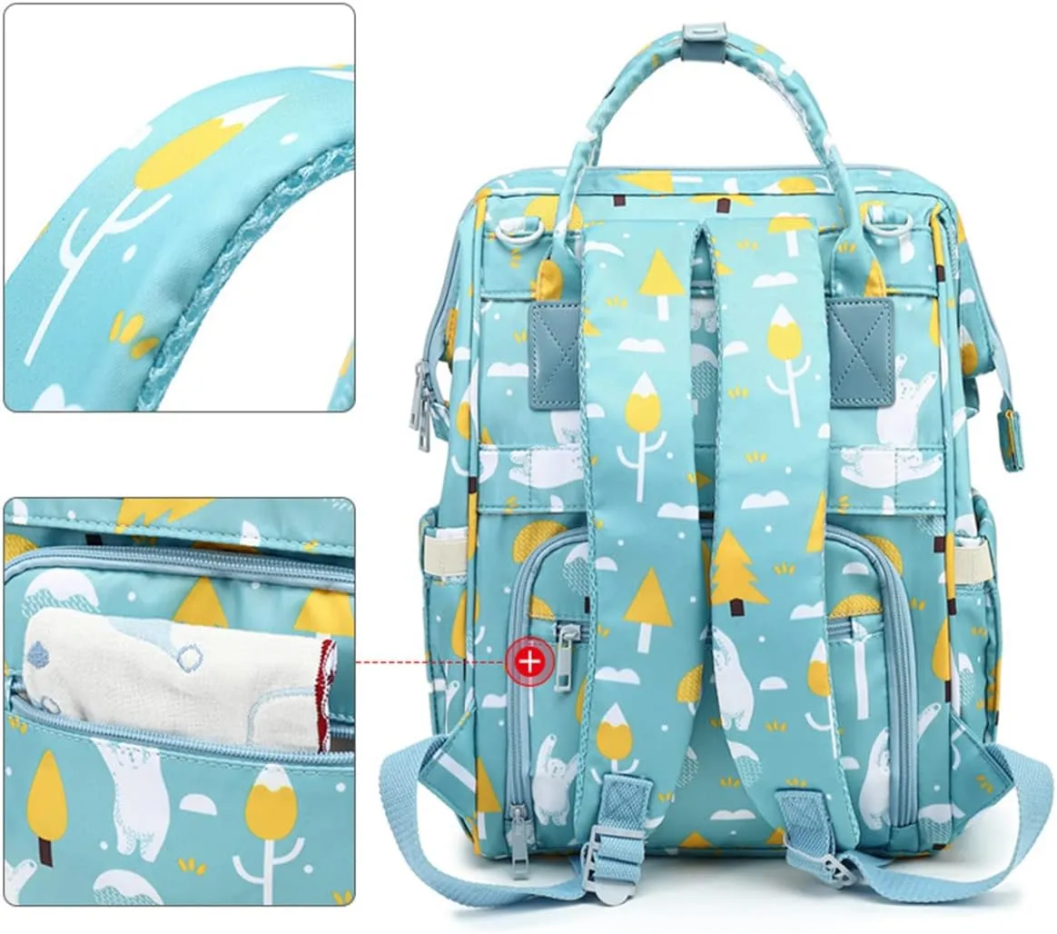 Large Capacity Baby Diaper Bag Backpack Waterproof Travel Nappy Diaper Bags Cute for Girls Boys (Swing Bear)
