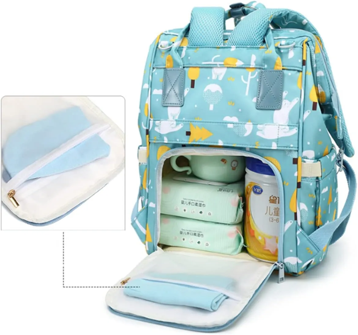 Large Capacity Baby Diaper Bag Backpack Waterproof Travel Nappy Diaper Bags Cute for Girls Boys (Swing Bear)