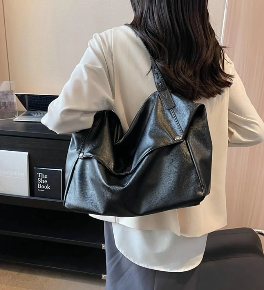 Large Tote Bag Women PU Leather Shoulder Bags Trendy Hobo Purses and Handbags with Adjustable Shoulder Strap 2025