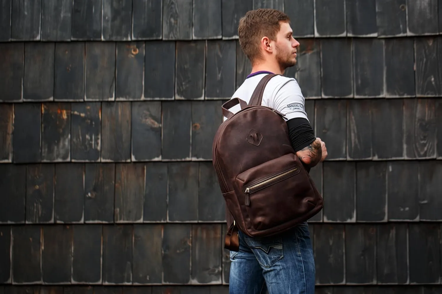 Leather Backpack Classic Laptop Vintage Daypack Weekend Travel Business Durable Carry On Rucksack Casual Bag