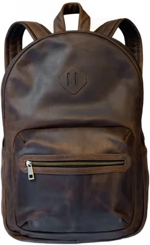 Leather Backpack Classic Laptop Vintage Daypack Weekend Travel Business Durable Carry On Rucksack Casual Bag