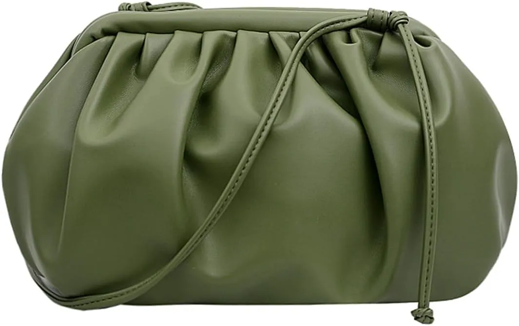 Leather Clutch Purses Bag for Women,Soft Cloud Crossbody Evening Bag Detachable Strap