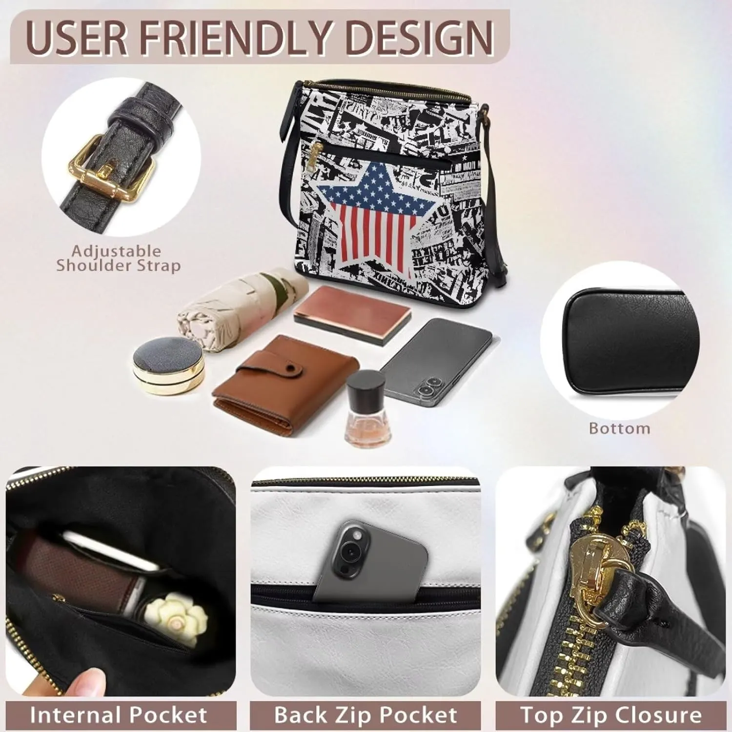 Leather Purses for Women, Leather Hobo Bags for Women Vintage Travel Sling Purse Multi Pockets Shoulder Bag