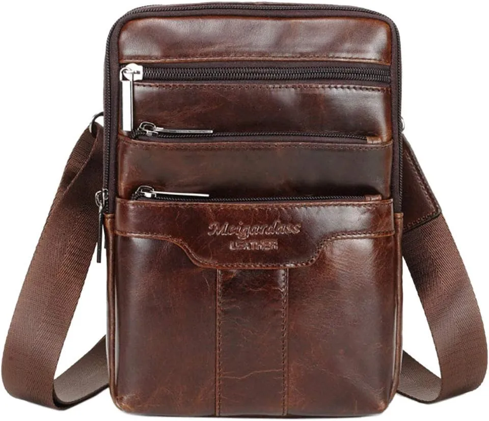 Leather Shoulder Messenger Bag for Men Travel Business