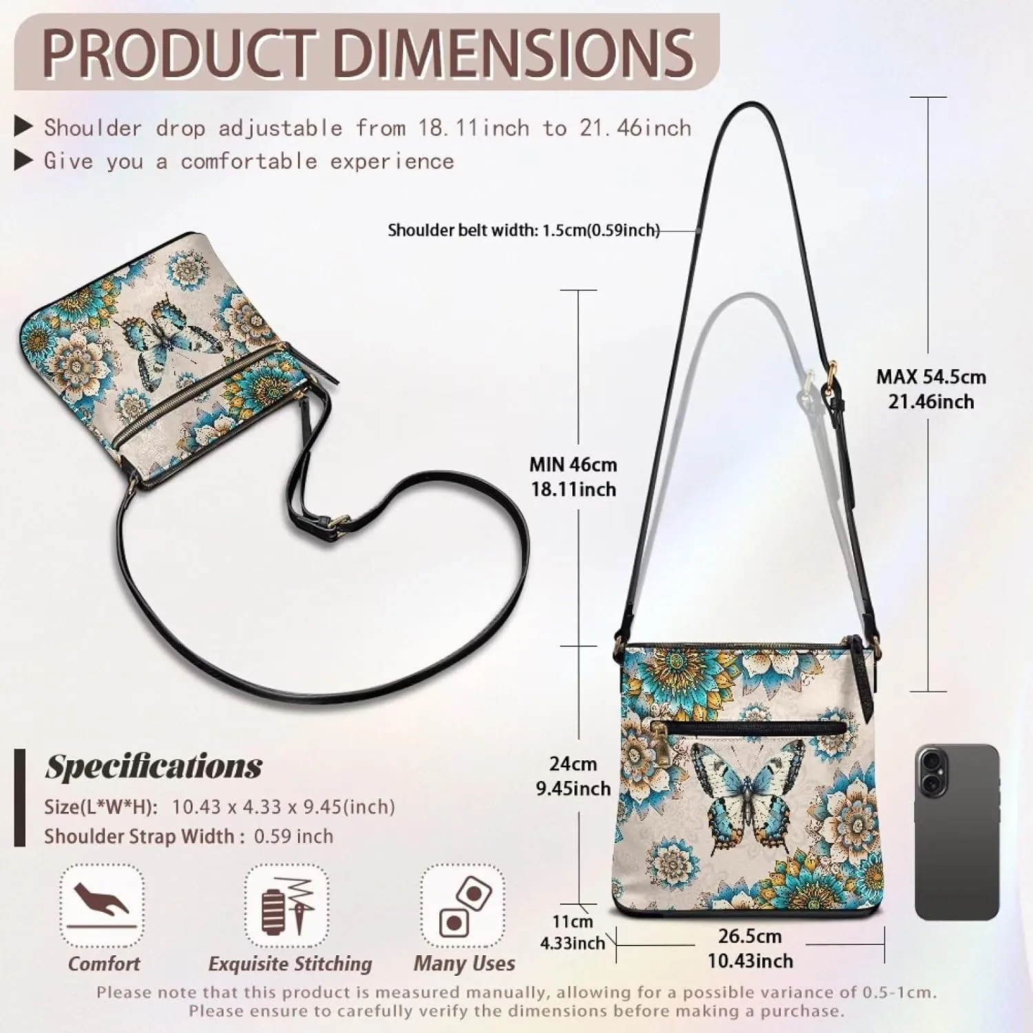 Leather Women Crossbody Hobo Bag Satchel Purse Handbag with Adjustable Shoulder Strap and Zipper Pockets