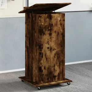 Lectern with Wheels & Drawer Smoked Oak 55x55x107 cm Engineered Wood