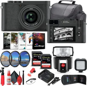 Leica Q2 Monochrom Digital Camera (19055)   SF40 Flash   2 x 64GB Memory Card   Corel Photo Software   Card Reader   Filter Kit   LED Light   Case   Deluxe Cleaning Set   Flex Tripod   More