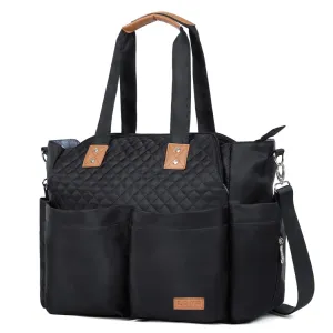 Lekebaby Diaper Bag Tote, Large Diaper Bags Waterproof,Large Mommy Bag for Hospital, Baby Bags for Mom Travel Diaper Tote Messenger Purse, Quilted Black