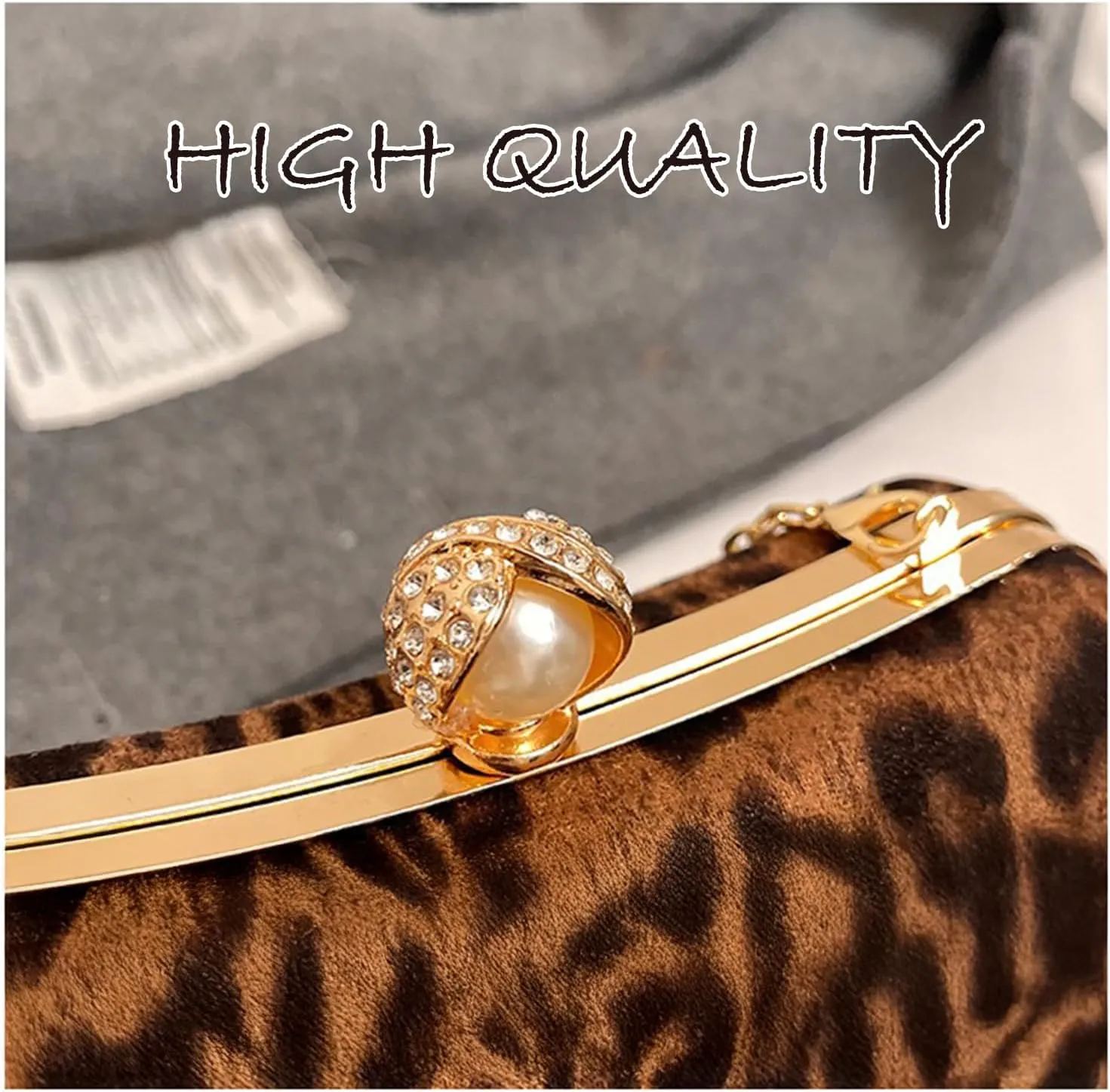Leopard Print Purse Women Leopard Crossbody Bag with gold chain Cheetah Print Wedding Evening Handbag
