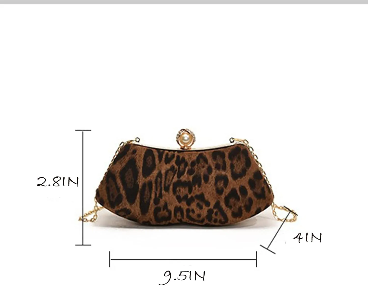 Leopard Print Purse Women Leopard Crossbody Bag with gold chain Cheetah Print Wedding Evening Handbag