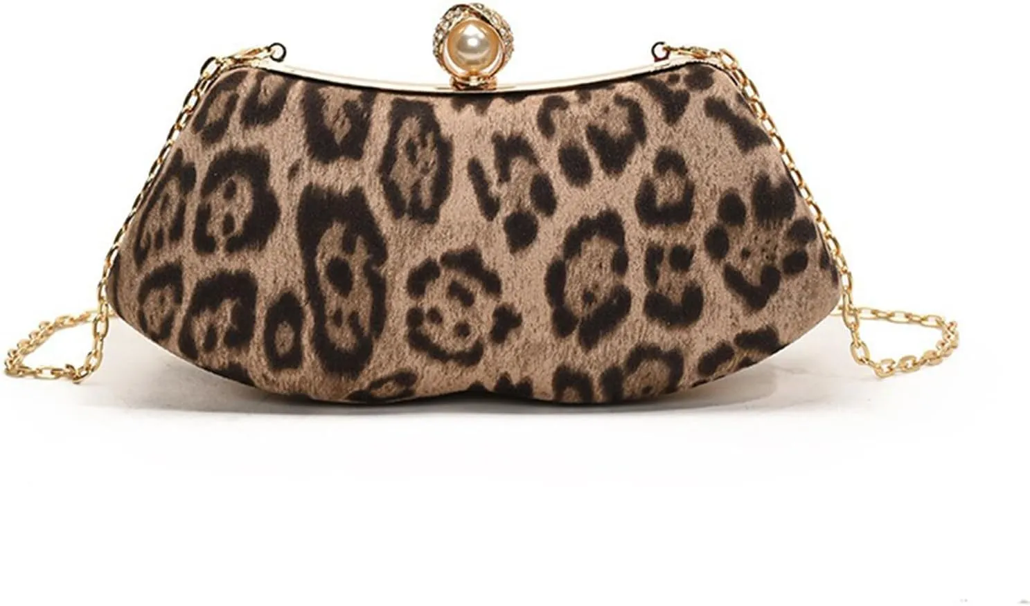 Leopard Print Purse Women Leopard Crossbody Bag with gold chain Cheetah Print Wedding Evening Handbag