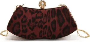 Leopard Print Purse Women Leopard Crossbody Bag with gold chain Cheetah Print Wedding Evening Handbag