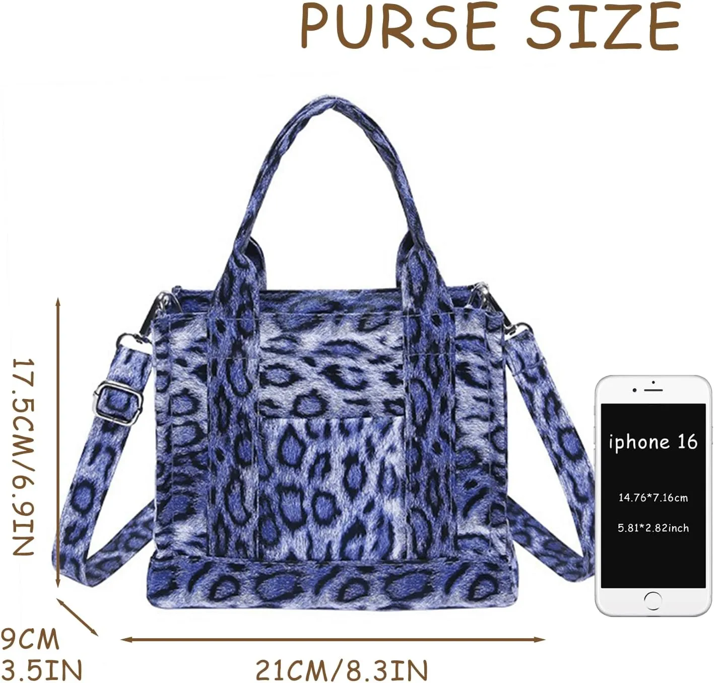Leopard Purse Edgy Structured Mini Tote Bag Cheetah Print Leather Faux Fur Crossbody Purse Casual Street Hangouts