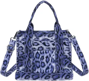 Leopard Purse Edgy Structured Mini Tote Bag Cheetah Print Leather Faux Fur Crossbody Purse Casual Street Hangouts