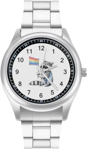 LGBT Proud Raccoon Fashion Classic Wrist Watches for Men Casual Business Dress Watch Unisex