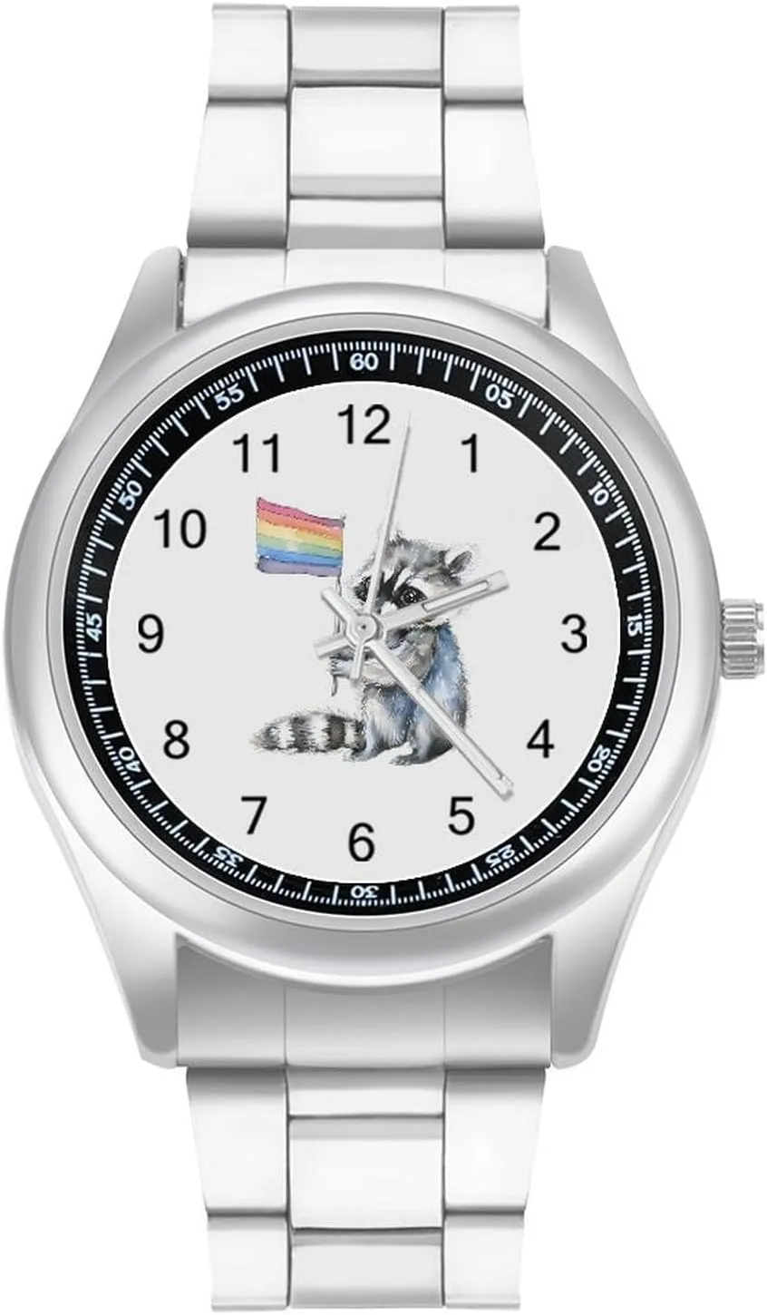 LGBT Proud Raccoon Fashion Classic Wrist Watches for Men Casual Business Dress Watch Unisex