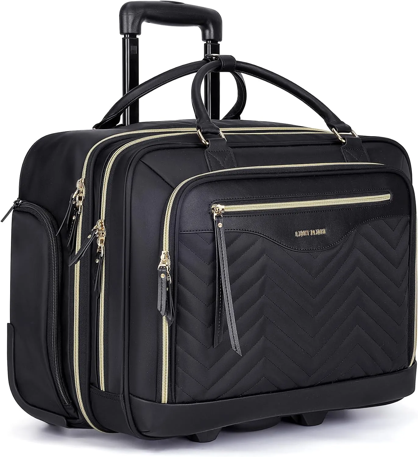 LIGHT FLIGHT Rolling Laptop Bag Rolling Briefcase for Women Computer Bag with Wheels Case for Carry on Travel Work Business