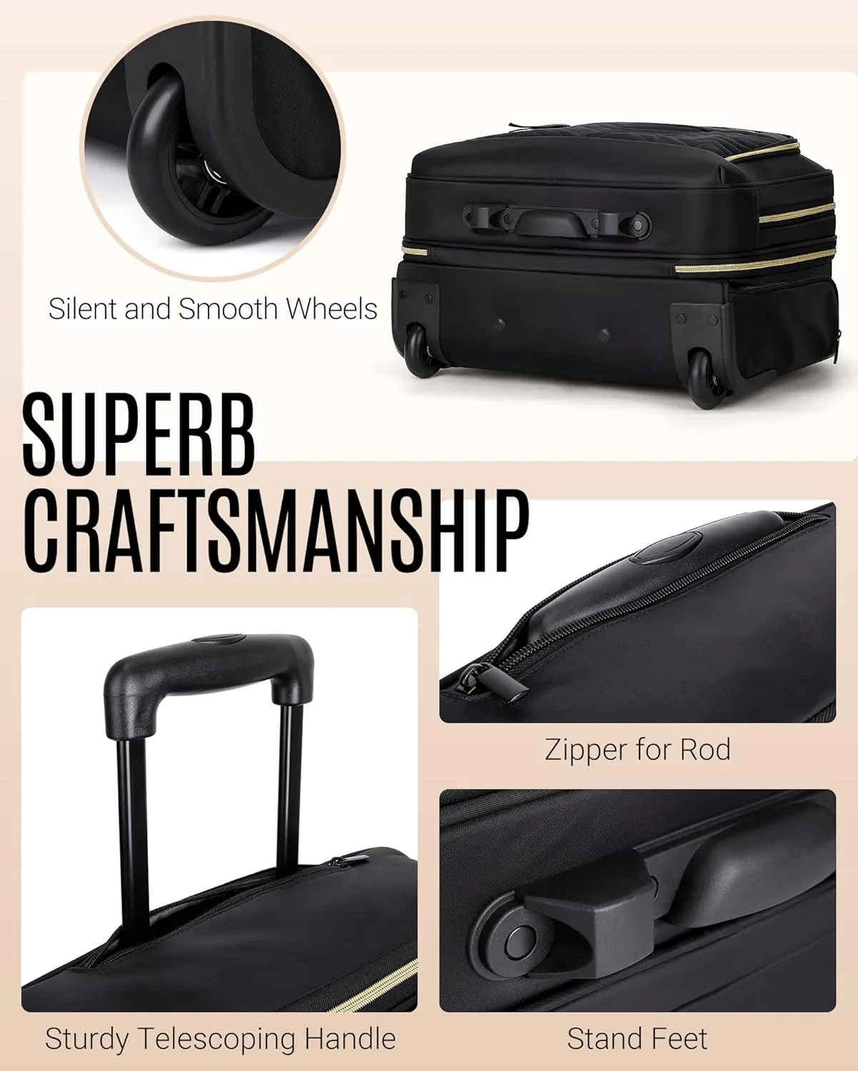 LIGHT FLIGHT Rolling Laptop Bag Rolling Briefcase for Women Computer Bag with Wheels Case for Carry on Travel Work Business