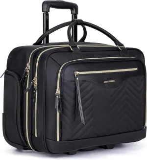 LIGHT FLIGHT Rolling Laptop Bag Rolling Briefcase for Women Computer Bag with Wheels Case for Carry on Travel Work Business