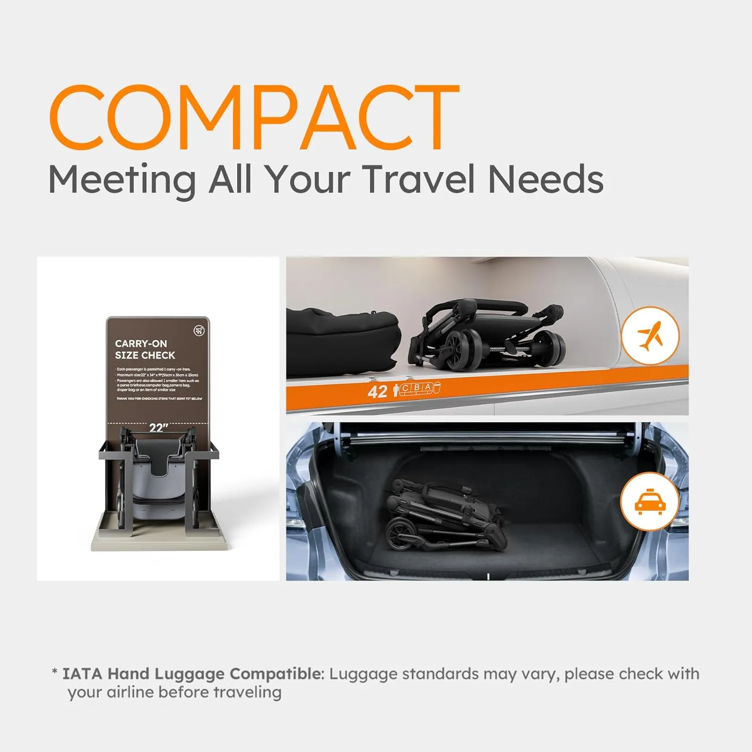 Lightweight Baby Strollers for Airplane, Ultra-Compact Travel Stroller, Light & Strong Portable Toddler Stroller with Carbon Fiber Frame and UPF 50  Waterproof Fabric, Only 9.9 lbs, Black