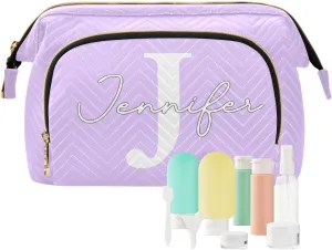 Lilac Custom Makeup Bag Travel Toiletry Bag Make Up Bags Skincare Bag Big Large Makeup Case Pouch Cosmetic Bag Box Organizer for Toiletries Women Purse Men Adults Trip Sports