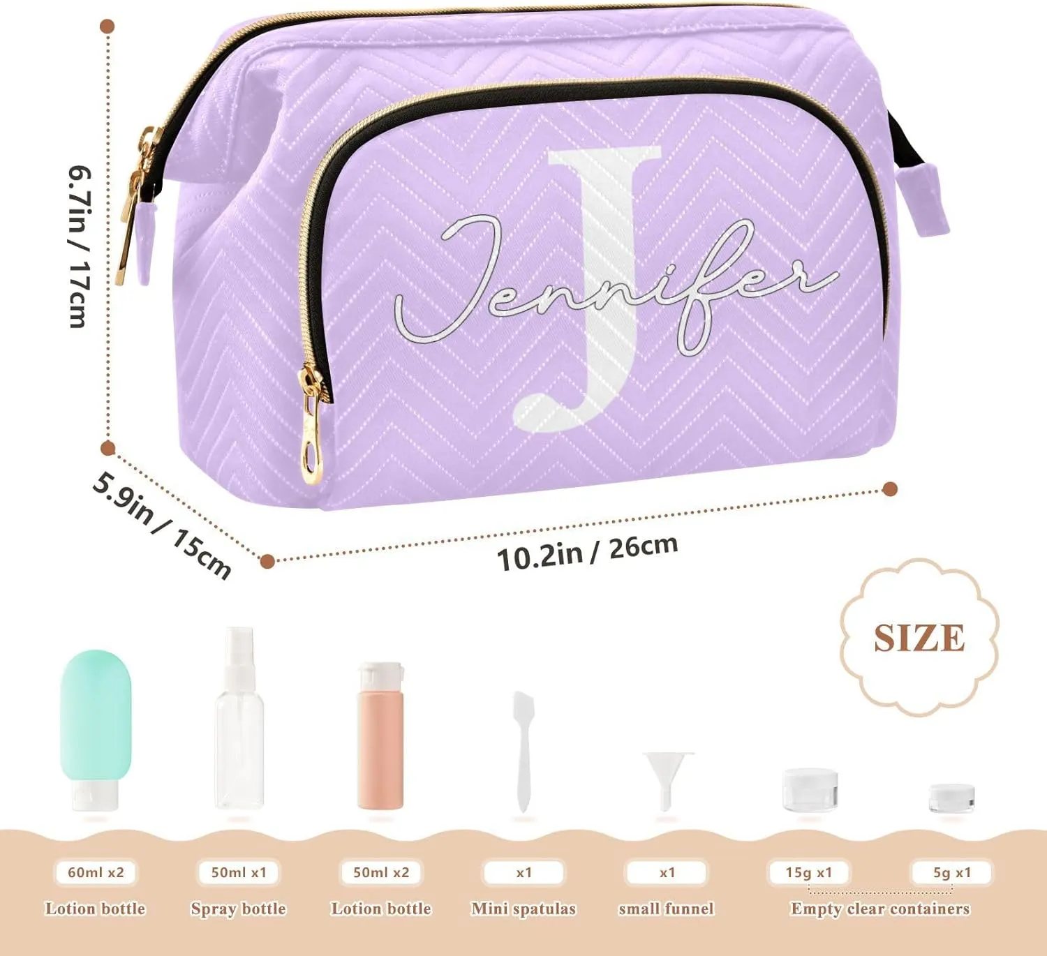 Lilac Custom Makeup Bag Travel Toiletry Bag Make Up Bags Skincare Bag Big Large Makeup Case Pouch Cosmetic Bag Box Organizer for Toiletries Women Purse Men Adults Trip Sports