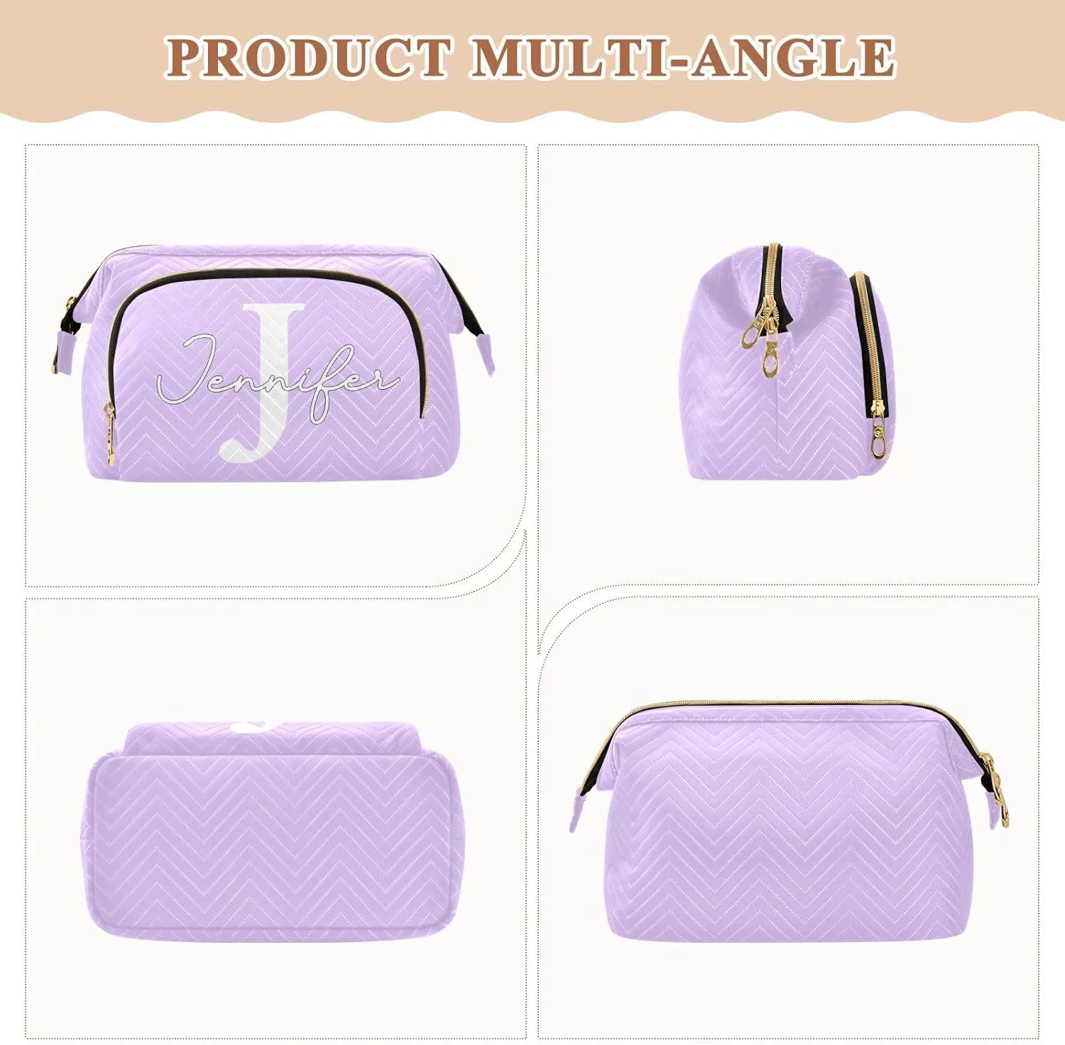 Lilac Custom Makeup Bag Travel Toiletry Bag Make Up Bags Skincare Bag Big Large Makeup Case Pouch Cosmetic Bag Box Organizer for Toiletries Women Purse Men Adults Trip Sports