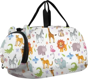 Lion Zebra Giraffe Tigers Duffel Bags for Boys Small Gym Bags for Teens Dance Bag for Girls