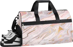 Liquid Marble Texture Resistant Sports Gym Bag for Women Men Travel Duffel bag with Wet Pocket & Shoes Compartment Waterproof Weekender Bag 19.7"x9.9"x13"