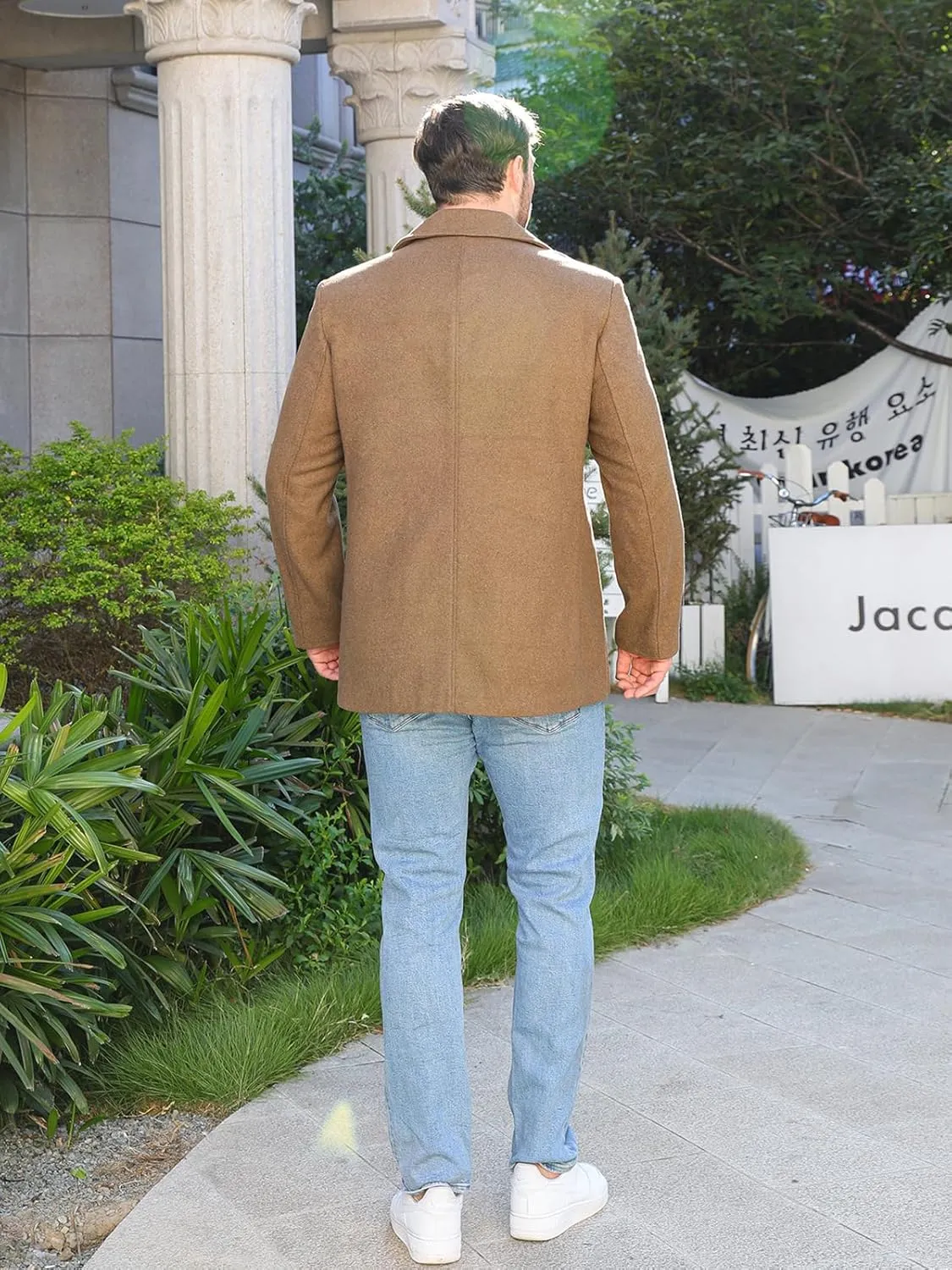 Litteking Men's Winter Coat Wool Trench Peacoat Classic Notched Collar Overcoat Double Breasted Top Jacket