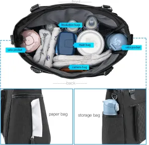 Lmbabter Diaper Bag Tote with Changing Station Multi-Function Teacher Bag Mommy Bag with Insulated Pockets
