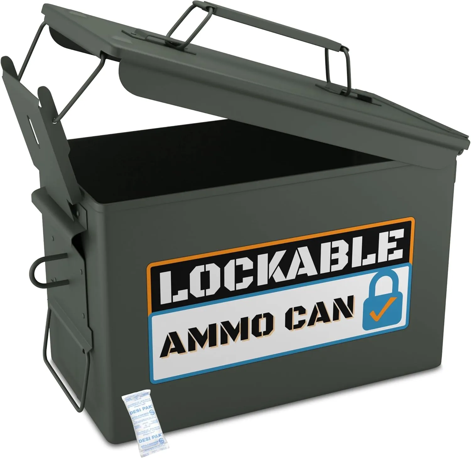 Lockable 30 & 50 Cal Metal Ammo Storage Box 9mm - Military & Army Steel Ammo Can for Ammunition Storage - Waterproof Ammo Crate Utility Box