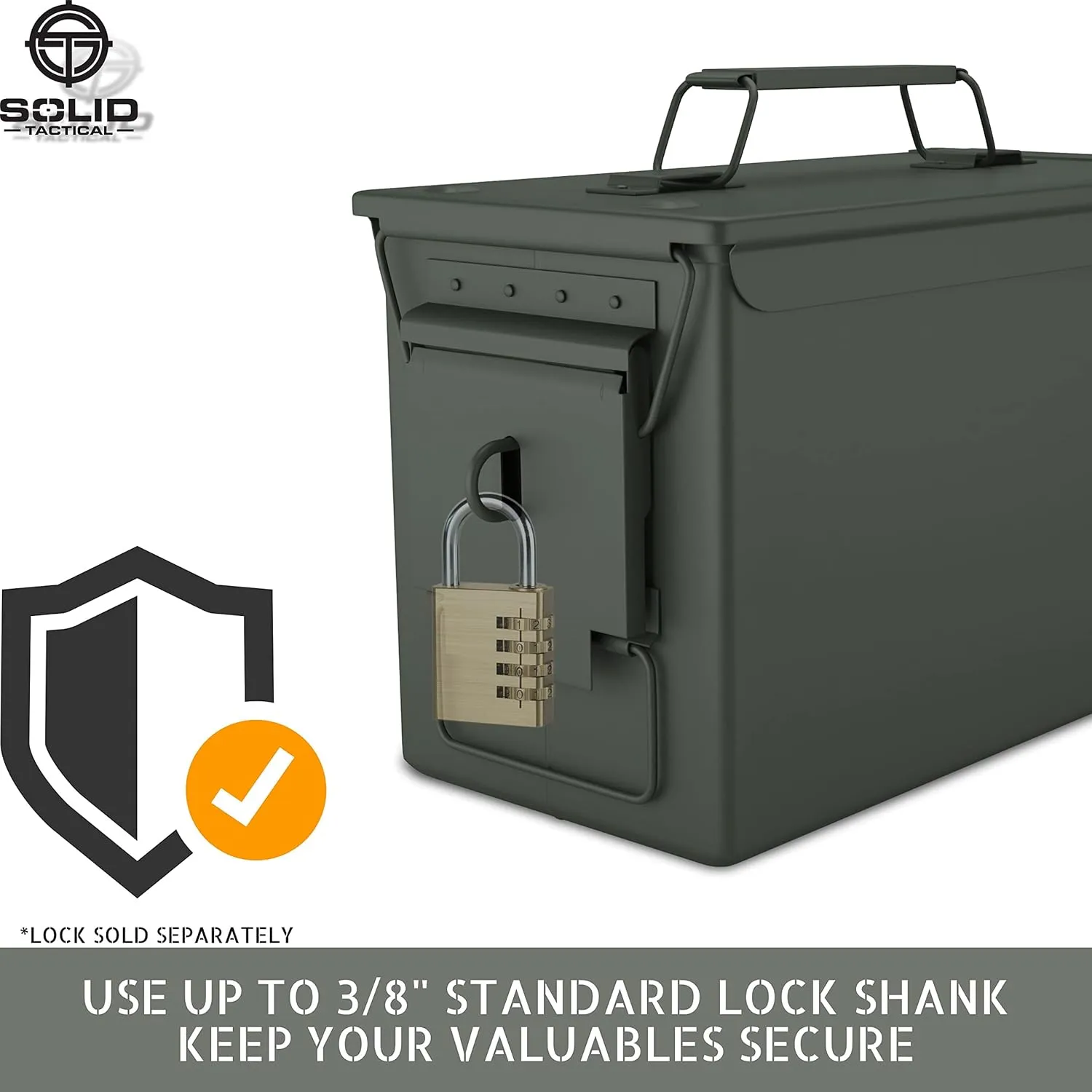 Lockable 30 & 50 Cal Metal Ammo Storage Box 9mm - Military & Army Steel Ammo Can for Ammunition Storage - Waterproof Ammo Crate Utility Box