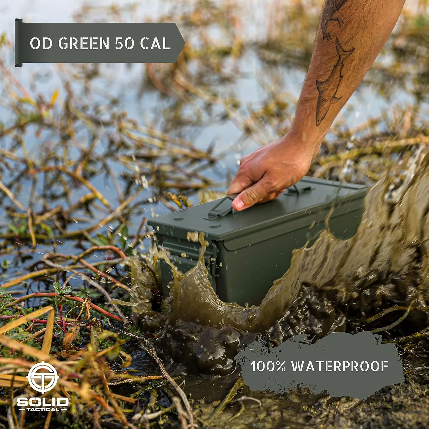 Lockable 30 & 50 Cal Metal Ammo Storage Box 9mm - Military & Army Steel Ammo Can for Ammunition Storage - Waterproof Ammo Crate Utility Box