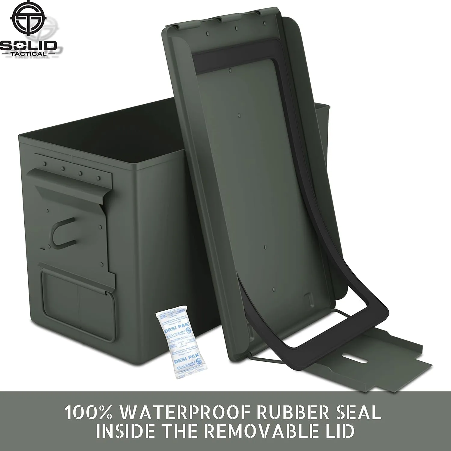 Lockable 30 & 50 Cal Metal Ammo Storage Box 9mm - Military & Army Steel Ammo Can for Ammunition Storage - Waterproof Ammo Crate Utility Box