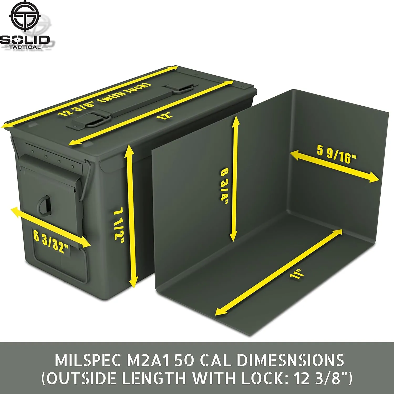 Lockable 30 & 50 Cal Metal Ammo Storage Box 9mm - Military & Army Steel Ammo Can for Ammunition Storage - Waterproof Ammo Crate Utility Box