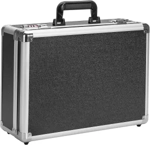 Locking Briefcase - Lockable Attache Case for Laptop & Documents, Dual Combination Locks, 18.9 “x14.6 ”x6.3 Business Aluminum Frame Hard Case for Professionals, Businessmen, Lawyers - Black