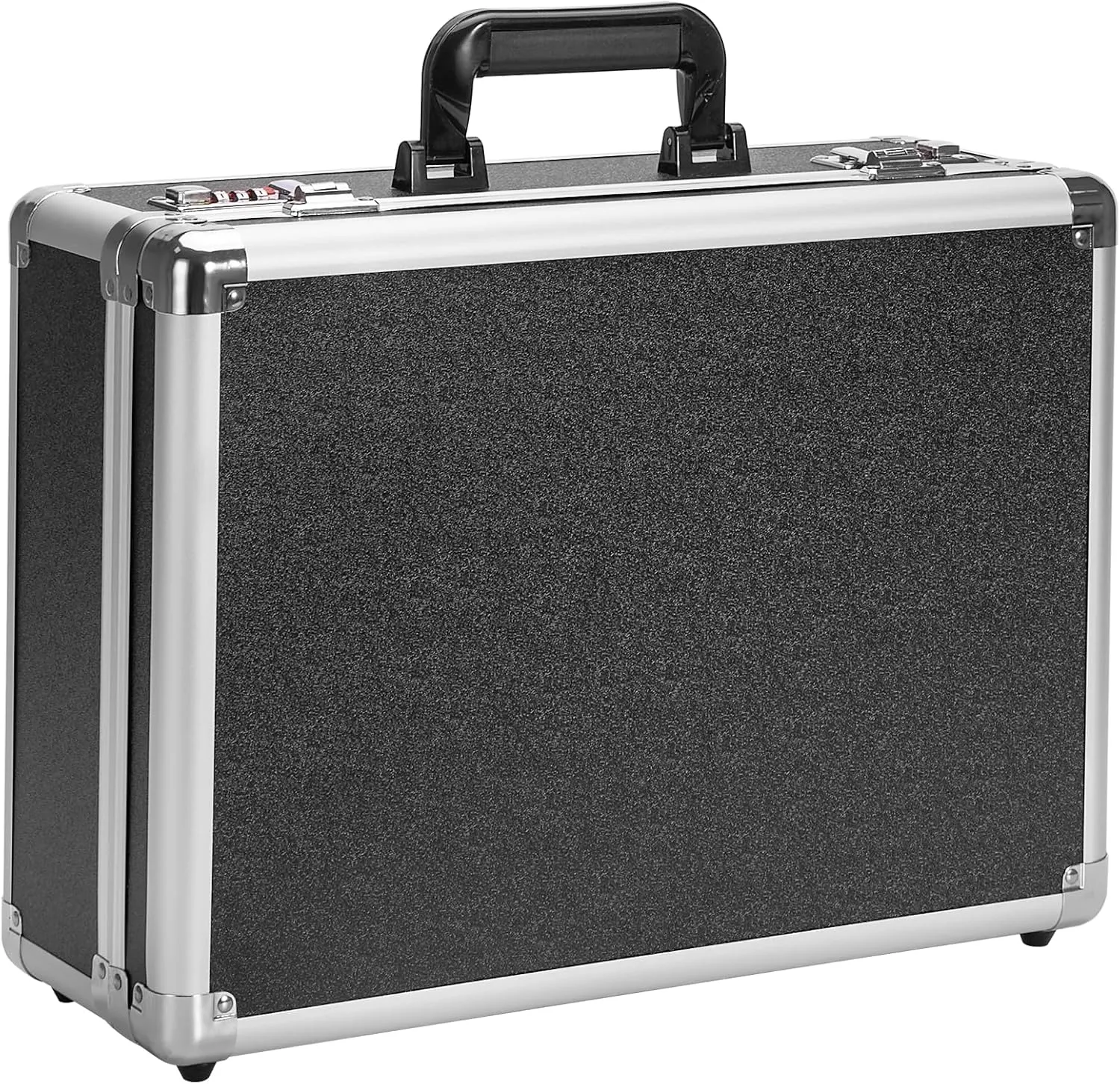 Locking Briefcase - Lockable Attache Case for Laptop & Documents, Dual Combination Locks, 18.9 “x14.6 ”x6.3 Business Aluminum Frame Hard Case for Professionals, Businessmen, Lawyers - Black