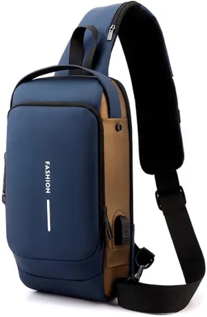 Locomotive bag password anti-theft chest bag single shoulder bag men's bag USB interface crossbody bag